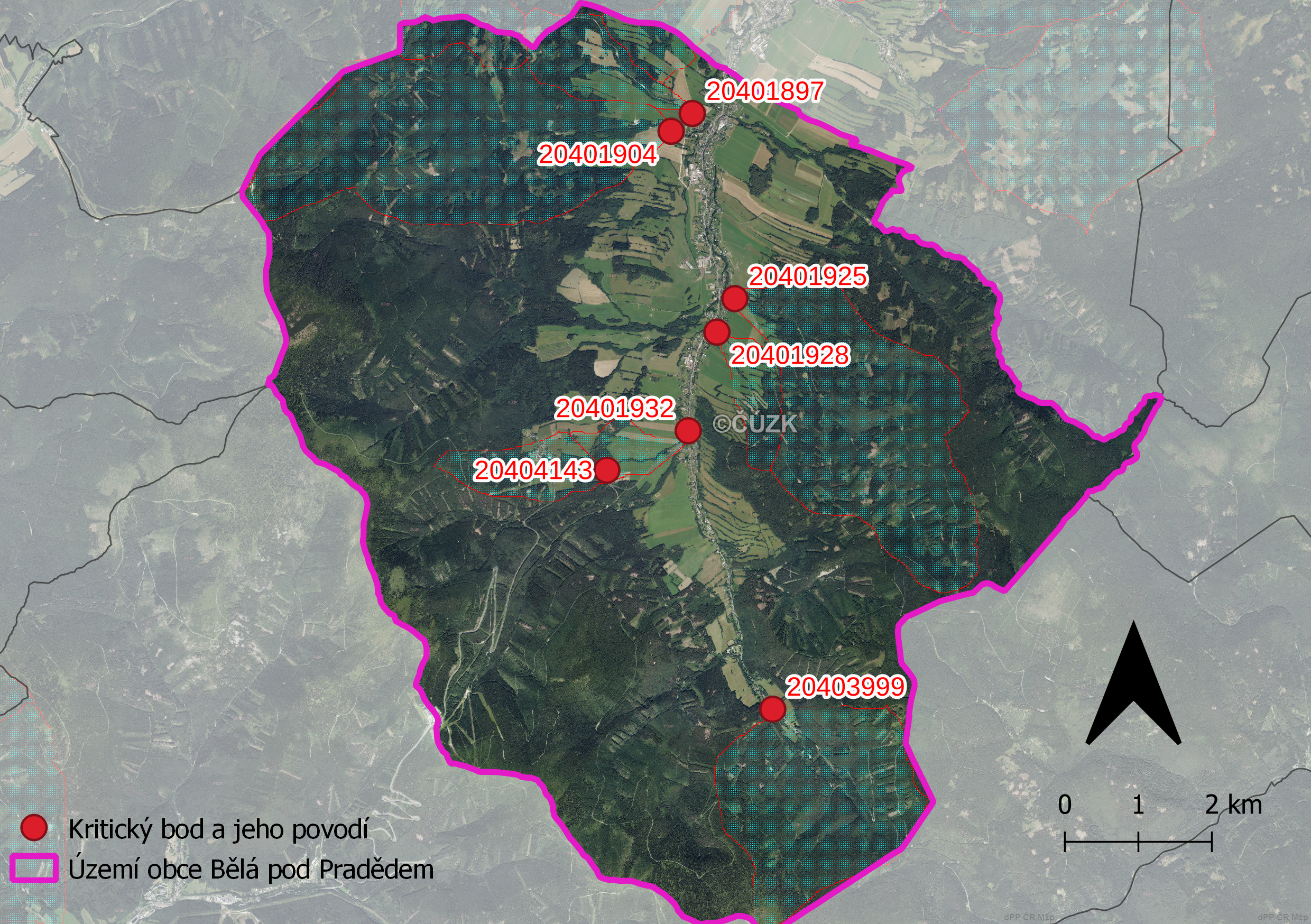 Zhodnocení vzniku přívalových povodní na území obce Bělá pod Pradědem metodou kritických bodů