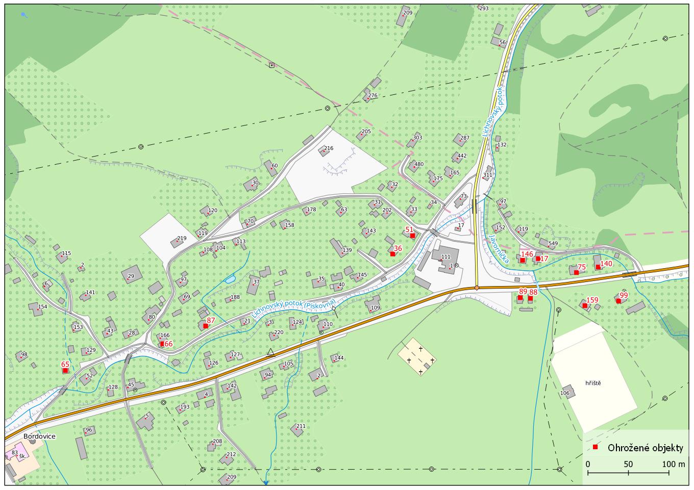 Mapa ohrožených objektů