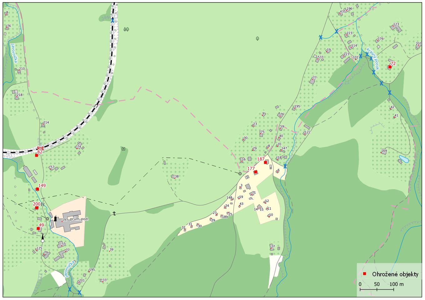 Mapa ohrožených objektů