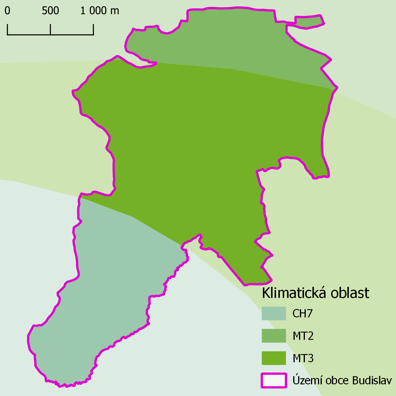 Rozložení klimatických oblastí na území obce