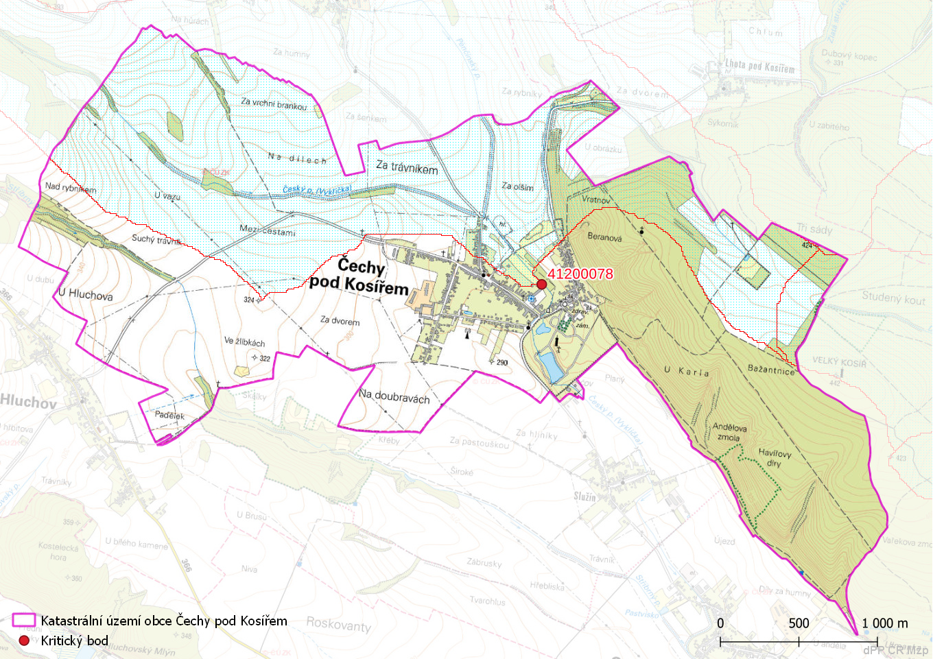 Zhodnocení vzniku přívalových povodní na území obce Čechy pod Kosířem metodou kritických bodů