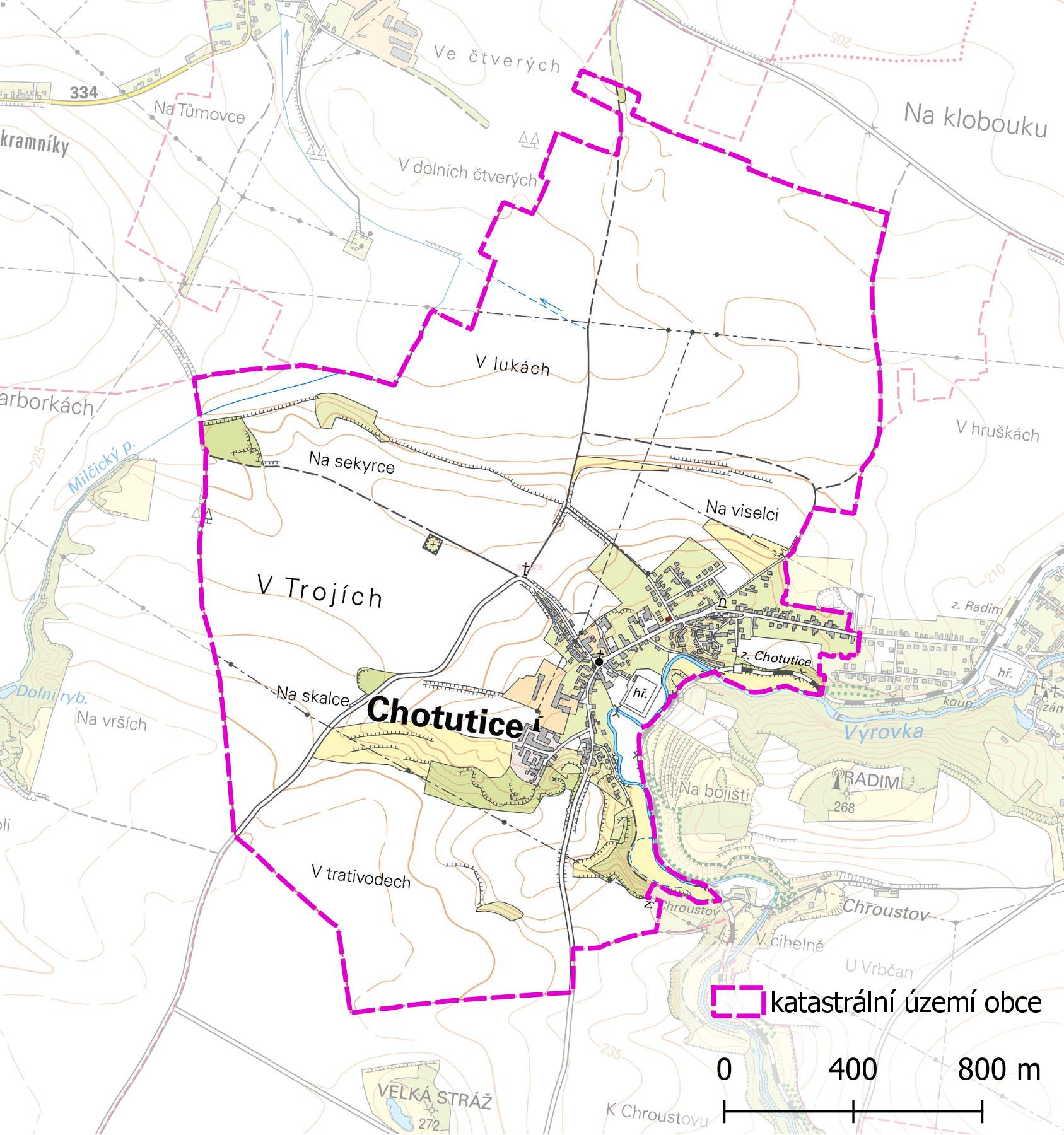 Katastrální území obce Chotutice