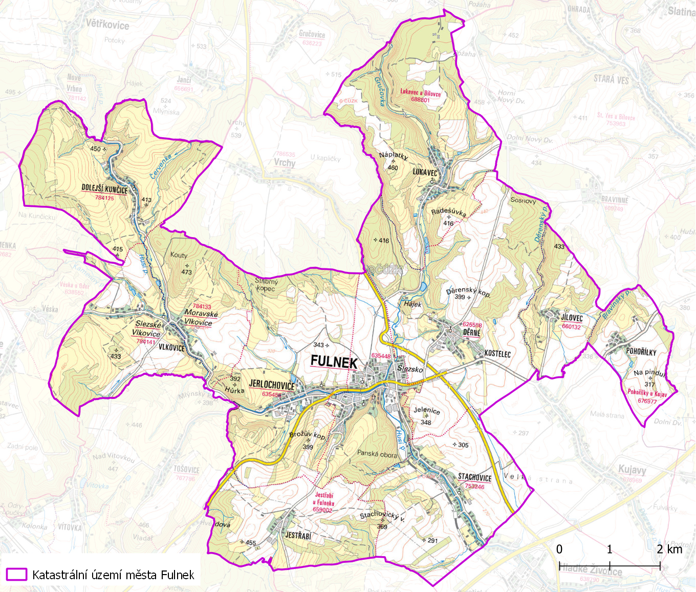 Katastrální území města Fulnek