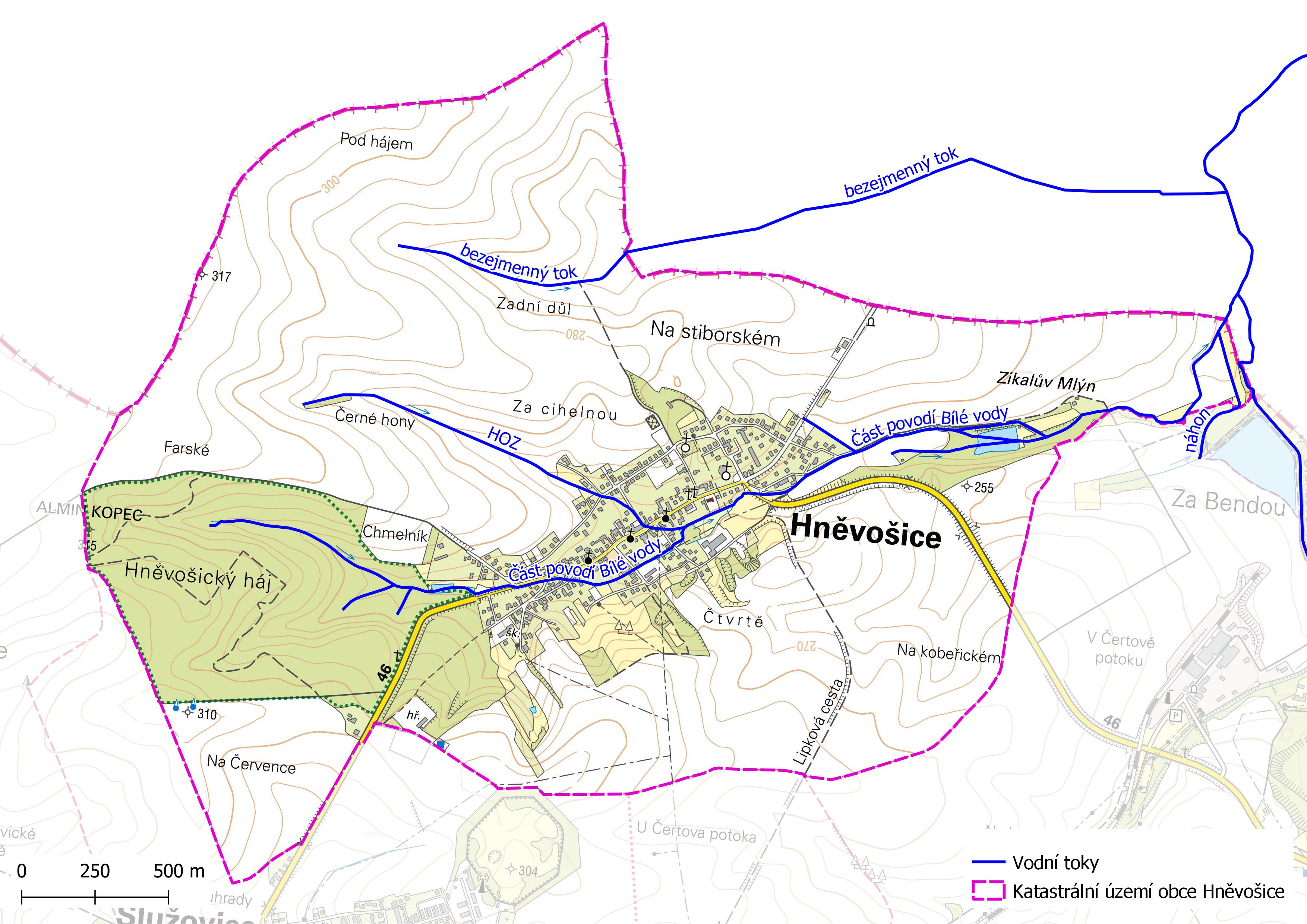 Vodní toky na území obce Hněvošice