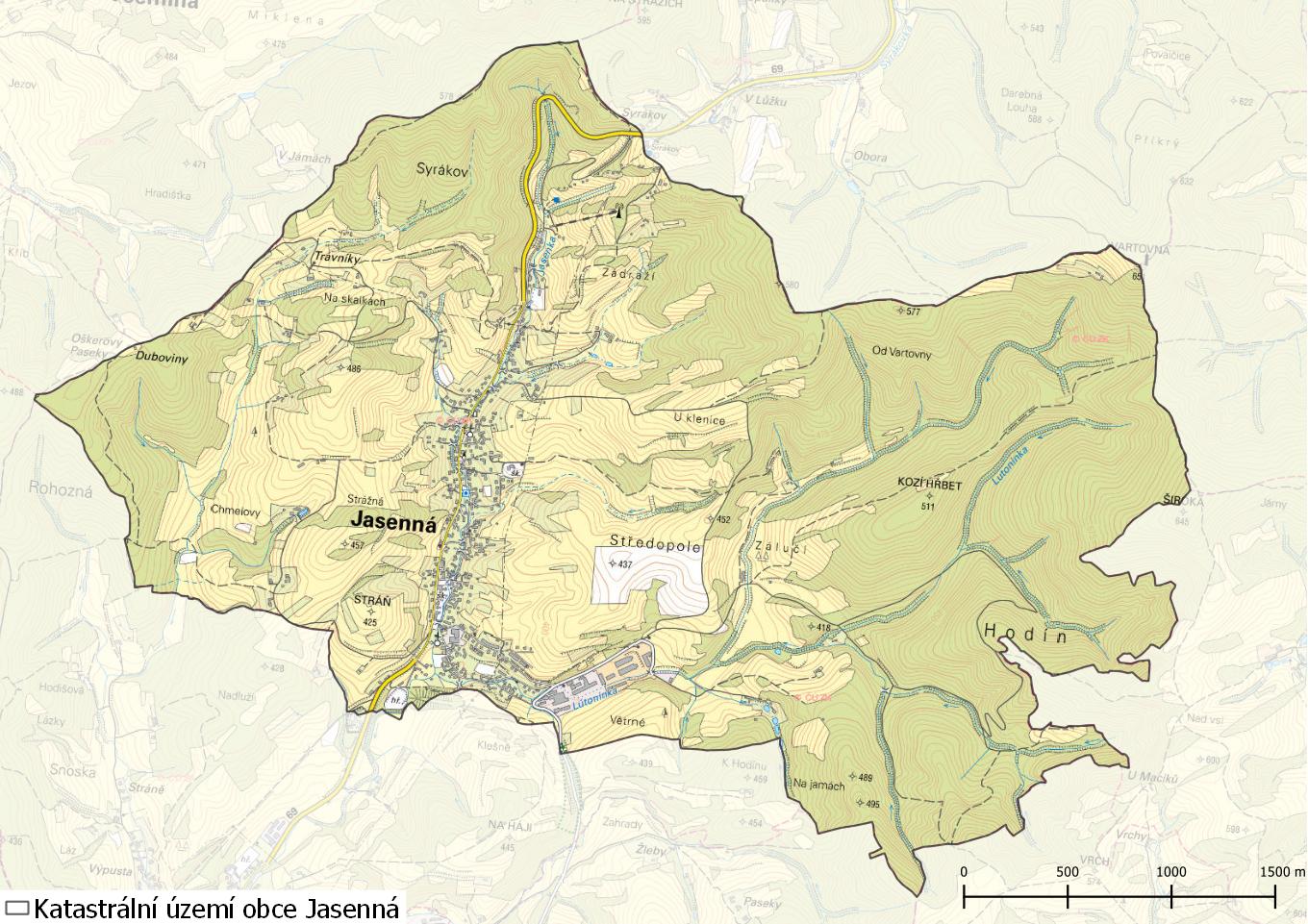 Katastrální území obce Jasenná
