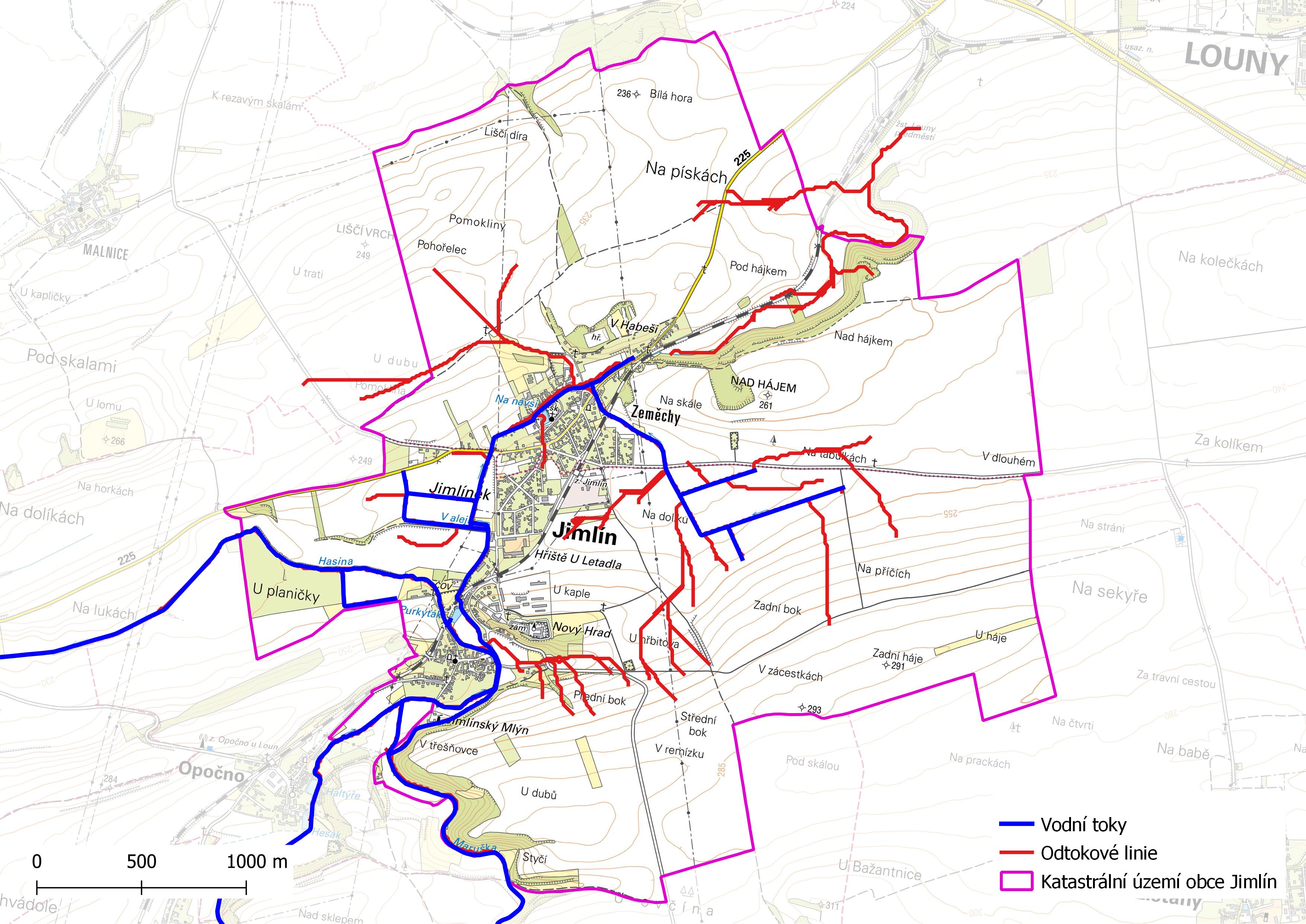 Odtokové linie na území Jimlín