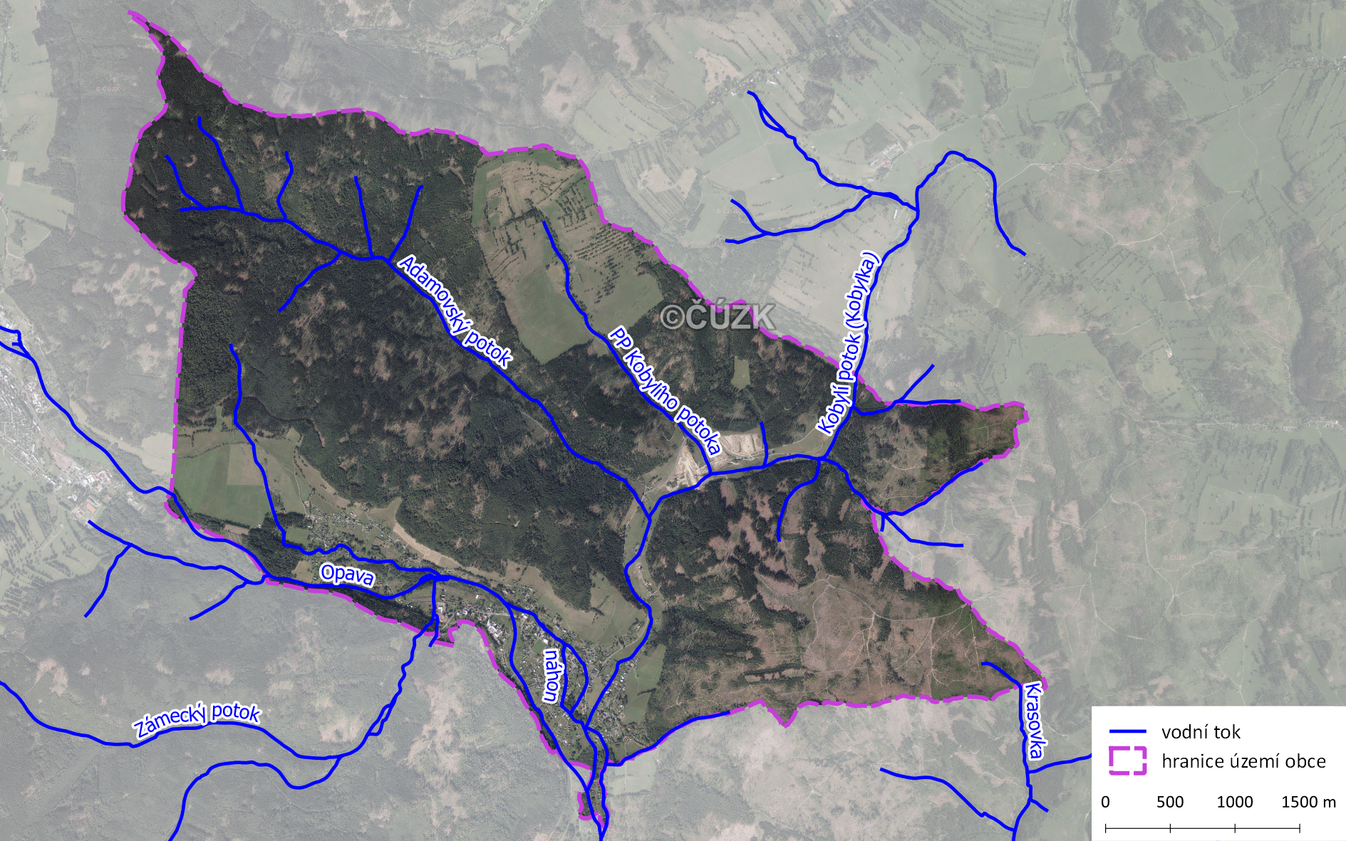 Vodní toky na území obce Karlovice a jejím okolí