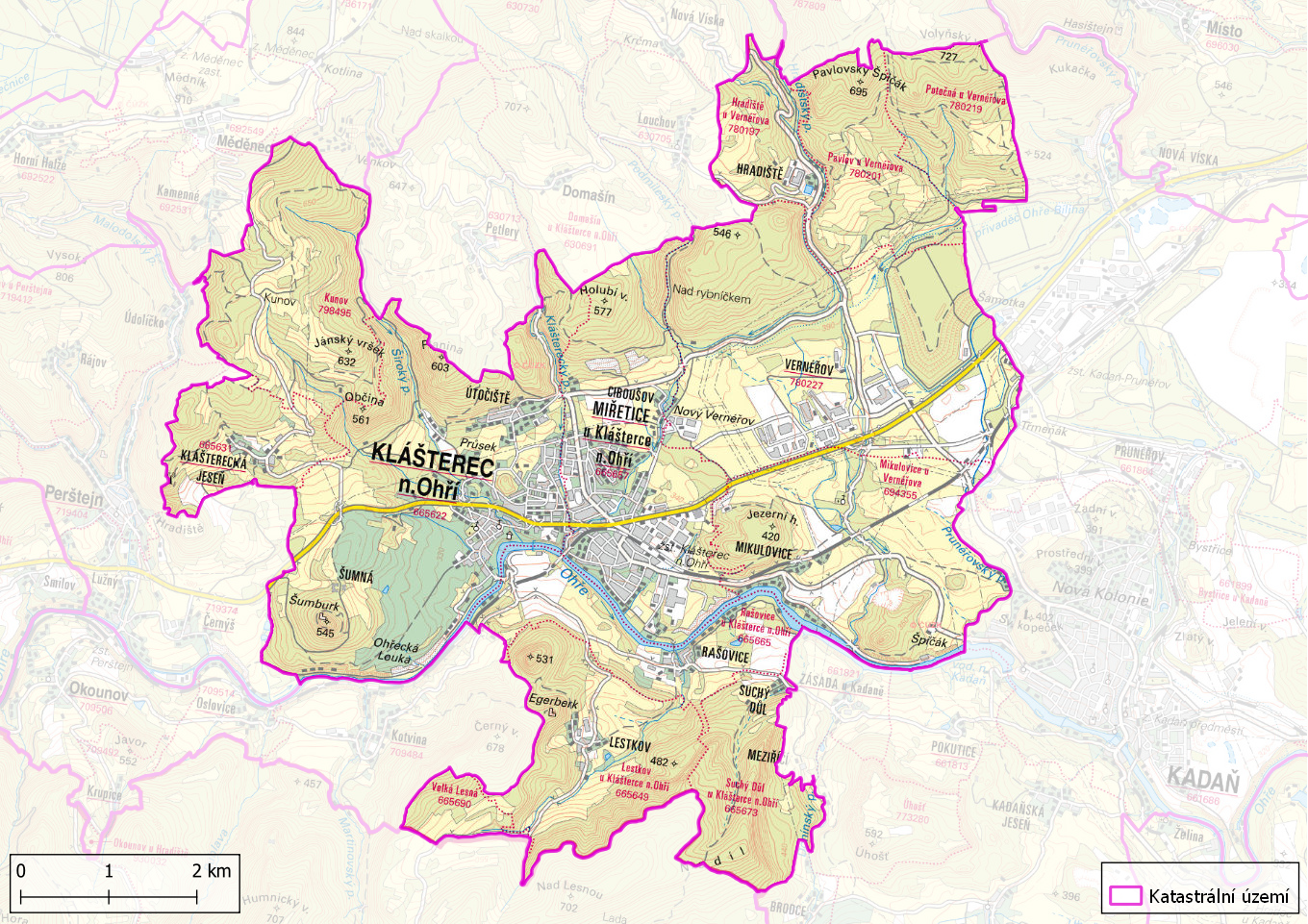 Katastrální území města Klášterec nad Ohří