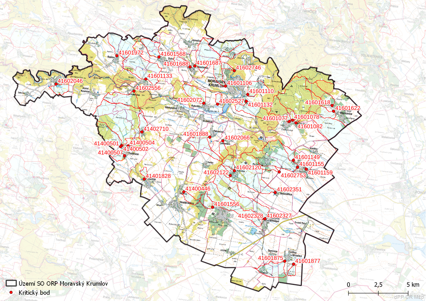 Zhodnocení vzniku přívalových povodní na území SO ORP Moravský Krumlov metodou kritických bodů