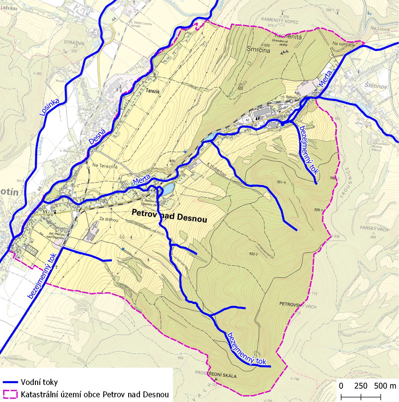 Vodní toky na území obce Petrov nad Desnou