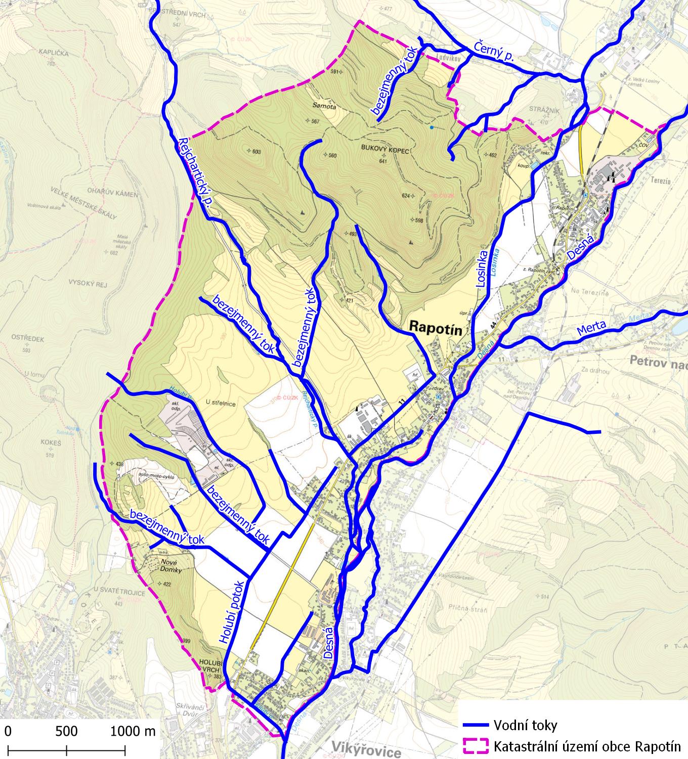 Vodní toky na území obce Rapotín