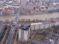 Most Míru při zvýšené hladině Bečvy