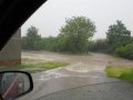 Povodeň 1. 6. 2018 (Klobuky - zaplavený železniční přejezd u ulice Nádražní jižně od vlakového nádraží)