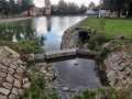 Část toku Nedvědka napájí návesní rybník, část toku Nedvědka je zatrubněna a rybník obtéká